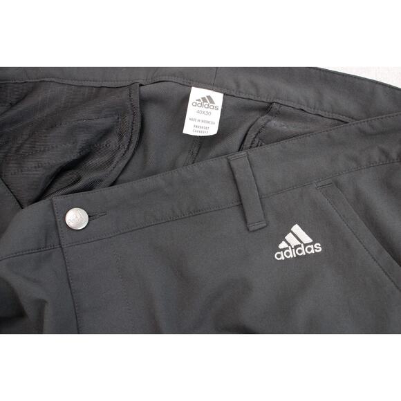 Adidas Golf Pants Mens 40 X 30 Black Flat Front Pockets High-Rise Straight Leg - Picture 3 of 8